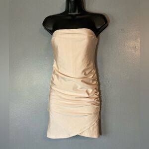 Forever 21 champagne ruched bodycon mini dress
